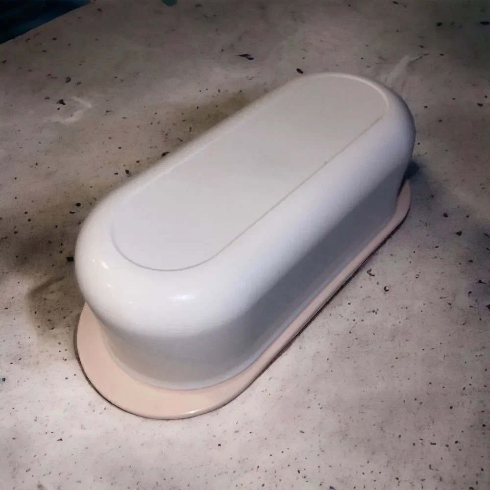 Vintage Tupperware Butter Dish Rose Pink White 2320-A & 2320A-3